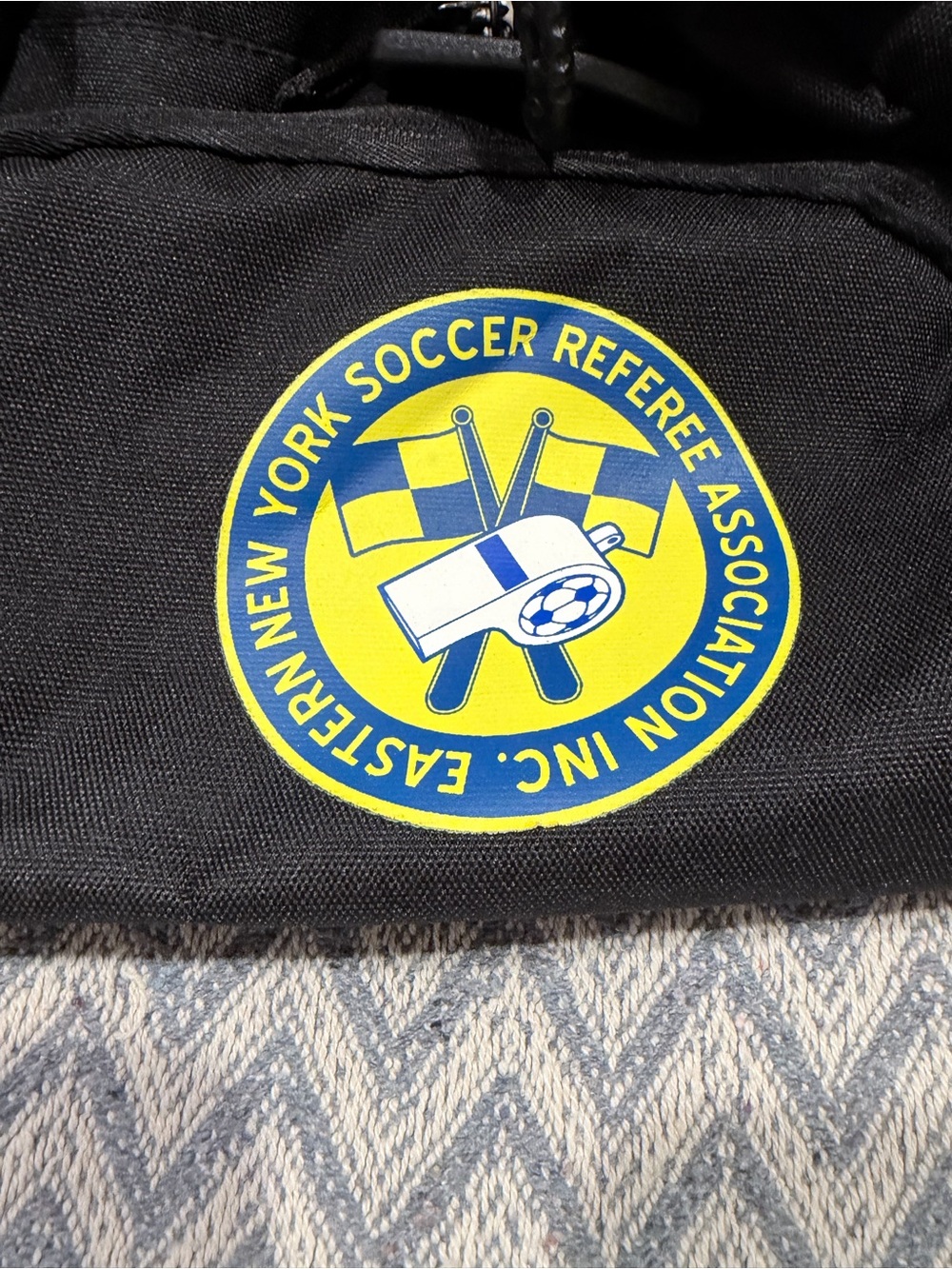 Black Duffel Bag with Eastern New York Soccer Referee Association Badge